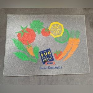 Retro Fun Way To Dress Kraft Salad Dressings Cutting Board Clear Plastic 12x9”